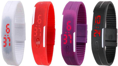 Kissu Led Magnet Band Combo of 4 White, Red, Purple And Black Watch - For Men & Women
Kissu Led Magnet Band Combo of 4 White, Red, Purple And Black Watch - For Men & Women