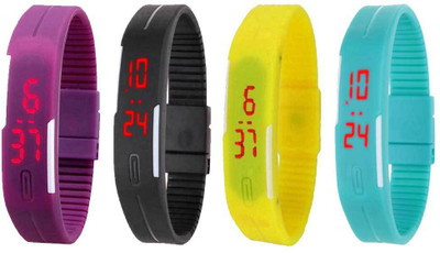 Kissu Led Magnet Band Combo of 4 Purple, Black, Yellow And Sky Blue Watch - For Men & Women
Kissu Led Magnet Band Combo of 4 Purple, Black, Yellow And Sky Blue Watch - For Men & Women