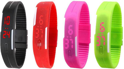 NS18 Silicone Led Magnet Band Combo of 4 Black, Red, Pink And Green Watch - For Boys & Girls
NS18 Silicone Led Magnet Band Combo of 4 Black, Red, Pink And Green Watch - For Boys & Girls