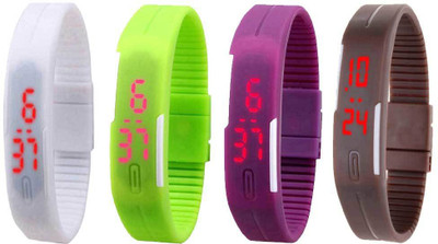 NS18 Silicone Led Magnet Band Combo of 4 White, Green, Purple And Brown Watch - For Boys & Girls
NS18 Silicone Led Magnet Band Combo of 4 White, Green, Purple And Brown Watch - For Boys & Girls