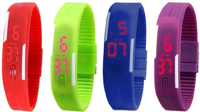 Kissu Led Magnet Band Combo of 4 Red, Green, Blue And Purple Watch - For Men & Women
Kissu Led Magnet Band Combo of 4 Red, Green, Blue And Purple Watch - For Men & Women