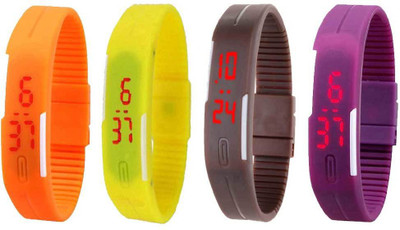 Kissu Led Magnet Band Combo of 4 Orange, Yellow, Brown And Purple Watch - For Men & Women
Kissu Led Magnet Band Combo of 4 Orange, Yellow, Brown And Purple Watch - For Men & Women