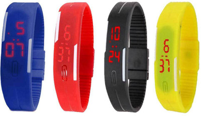 Kissu Led Magnet Band Combo of 4 Blue, Red, Black And Yellow Watch - For Men & Women
Kissu Led Magnet Band Combo of 4 Blue, Red, Black And Yellow Watch - For Men & Women