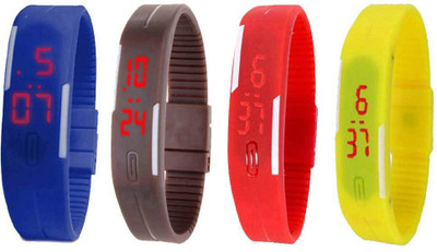 Kissu Led Magnet Band Combo of 4 Blue, Brown, Red And Yellow Watch - For Men & Women
Kissu Led Magnet Band Combo of 4 Blue, Brown, Red And Yellow Watch - For Men & Women