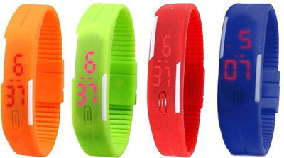 Kissu Led Magnet Band Combo of 4 Orange, Green, Red And Blue Watch - For Men & Women
Kissu Led Magnet Band Combo of 4 Orange, Green, Red And Blue Watch - For Men & Women