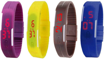 Kissu Led Magnet Band Combo of 4 Purple, Yellow, Brown And Blue Watch - For Men & Women
Kissu Led Magnet Band Combo of 4 Purple, Yellow, Brown And Blue Watch - For Men & Women