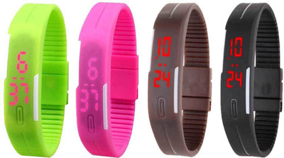 NS18 Silicone Led Magnet Band Combo of 4 Green, Pink, Brown And Black Watch - For Boys & Girls
NS18 Silicone Led Magnet Band Combo of 4 Green, Pink, Brown And Black Watch - For Boys & Girls