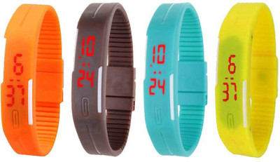NS18 Silicone Led Magnet Band Combo of 4 Orange, Brown, Sky Blue And Yellow Watch - For Boys & Girls
NS18 Silicone Led Magnet Band Combo of 4 Orange, Brown, Sky Blue And Yellow Watch - For Boys & Girls