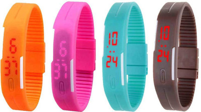 NS18 Silicone Led Magnet Band Combo of 4 Orange, Pink, Sky Blue And Brown Watch - For Boys & Girls
NS18 Silicone Led Magnet Band Combo of 4 Orange, Pink, Sky Blue And Brown Watch - For Boys & Girls