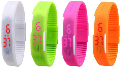 Kissu Led Magnet Band Combo of 4 White, Green, Pink And Orange Watch - For Men & Women
Kissu Led Magnet Band Combo of 4 White, Green, Pink And Orange Watch - For Men & Women