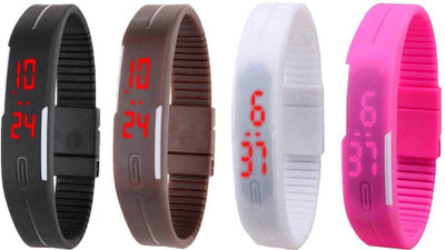 Kissu Led Magnet Band Combo of 4 Black, Brown, White And Pink Watch - For Men & Women
Kissu Led Magnet Band Combo of 4 Black, Brown, White And Pink Watch - For Men & Women