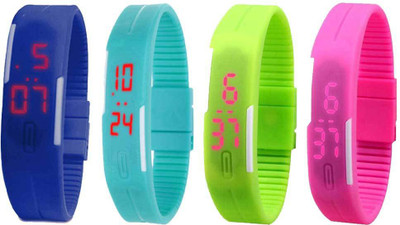 Kissu Led Magnet Band Combo of 4 Blue, Sky Blue, Green And Pink Watch - For Men & Women
Kissu Led Magnet Band Combo of 4 Blue, Sky Blue, Green And Pink Watch - For Men & Women