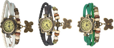 Kissu Vintage Rakhi Watch Combo of 3 White, Black And Green Watch - For Women
Kissu Vintage Rakhi Watch Combo of 3 White, Black And Green Watch - For Women
