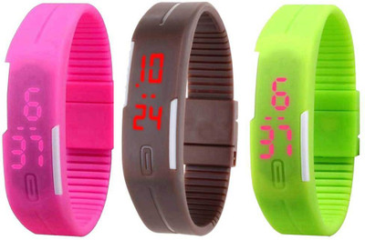RSN Silicone Led Magnet Band Combo of 3 Pink, Brown And Green Watch - For Men & Women
RSN Silicone Led Magnet Band Combo of 3 Pink, Brown And Green Watch - For Men & Women