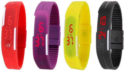 Kissu Led Magnet Band Combo of 4 Red, Purple, Yellow And Black Watch - For Men & Women
Kissu Led Magnet Band Combo of 4 Red, Purple, Yellow And Black Watch - For Men & Women