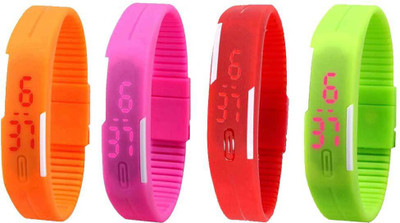 Kissu Led Magnet Band Combo of 4 Orange, Pink, Red And Green Watch - For Men & Women
Kissu Led Magnet Band Combo of 4 Orange, Pink, Red And Green Watch - For Men & Women