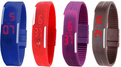 Kissu Led Magnet Band Combo of 4 Blue, Red, Purple And Brown Watch - For Men & Women
Kissu Led Magnet Band Combo of 4 Blue, Red, Purple And Brown Watch - For Men & Women