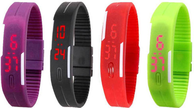 Kissu Led Magnet Band Combo of 4 Purple, Black, Red And Green Watch - For Men & Women
Kissu Led Magnet Band Combo of 4 Purple, Black, Red And Green Watch - For Men & Women