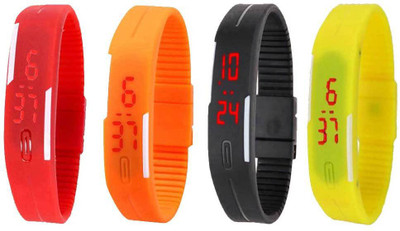 Kissu Led Magnet Band Combo of 4 Red, Orange, Black And Yellow Watch - For Men & Women
Kissu Led Magnet Band Combo of 4 Red, Orange, Black And Yellow Watch - For Men & Women