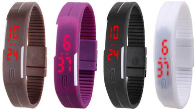 NS18 Silicone Led Magnet Band Combo of 4 Brown, Purple, Black And White Watch - For Boys & Girls
NS18 Silicone Led Magnet Band Combo of 4 Brown, Purple, Black And White Watch - For Boys & Girls