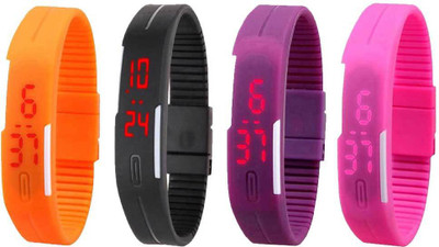 Kissu Led Magnet Band Combo of 4 Orange, Black, Purple And Pink Watch - For Men & Women
Kissu Led Magnet Band Combo of 4 Orange, Black, Purple And Pink Watch - For Men & Women