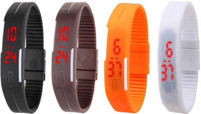 NS18 Silicone Led Magnet Band Combo of 4 Black, Brown, Orange And White Watch - For Boys & Girls
NS18 Silicone Led Magnet Band Combo of 4 Black, Brown, Orange And White Watch - For Boys & Girls