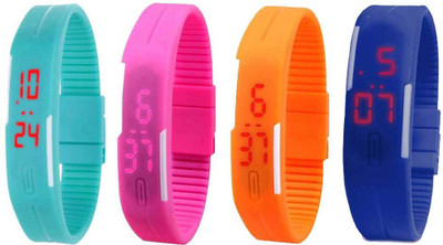 NS18 Silicone Led Magnet Band Combo of 4 Sky Blue, Pink, Orange And Blue Watch - For Boys & Girls
NS18 Silicone Led Magnet Band Combo of 4 Sky Blue, Pink, Orange And Blue Watch - For Boys & Girls