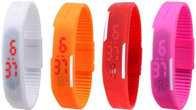 Kissu Led Magnet Band Combo of 4 White, Orange, Red And Pink Watch - For Men & Women
Kissu Led Magnet Band Combo of 4 White, Orange, Red And Pink Watch - For Men & Women