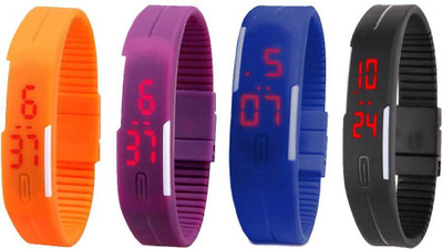 Kissu Led Magnet Band Combo of 4 Orange, Purple, Blue And Black Watch - For Men & Women
Kissu Led Magnet Band Combo of 4 Orange, Purple, Blue And Black Watch - For Men & Women