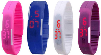 Kissu Led Magnet Band Combo of 4 Pink, Blue, White And Purple Watch - For Men & Women
Kissu Led Magnet Band Combo of 4 Pink, Blue, White And Purple Watch - For Men & Women