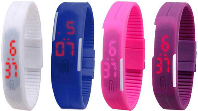 Kissu Led Magnet Band Combo of 4 White, Blue, Pink And Purple Watch - For Men & Women
Kissu Led Magnet Band Combo of 4 White, Blue, Pink And Purple Watch - For Men & Women