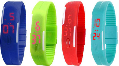 Kissu Led Magnet Band Combo of 4 Blue, Green, Red And Sky Blue Watch - For Men & Women
Kissu Led Magnet Band Combo of 4 Blue, Green, Red And Sky Blue Watch - For Men & Women