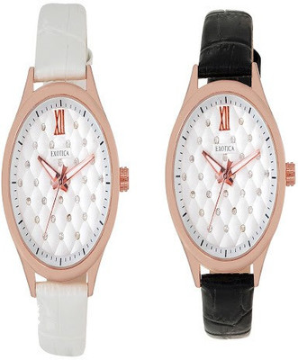 Exotica Fashions Combo-EFL-708-Black&White Basic Watch - For Women