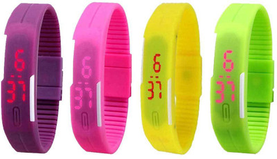 Kissu Led Magnet Band Combo of 4 Purple, Pink, Yellow And Green Watch - For Men & Women
Kissu Led Magnet Band Combo of 4 Purple, Pink, Yellow And Green Watch - For Men & Women
