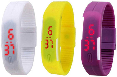NS18 Silicone Led Magnet Band Combo of 3 White, Yellow And Purple Watch - For Boys & Girls
NS18 Silicone Led Magnet Band Combo of 3 White, Yellow And Purple Watch - For Boys & Girls