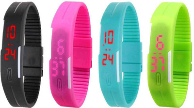Kissu Led Magnet Band Combo of 4 Black, Pink, Sky Blue And Green Watch - For Men & Women
Kissu Led Magnet Band Combo of 4 Black, Pink, Sky Blue And Green Watch - For Men & Women