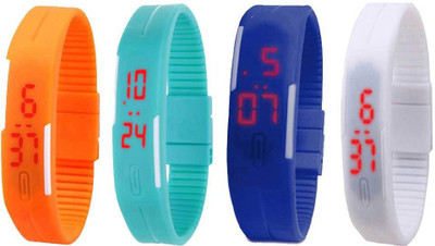 NS18 Silicone Led Magnet Band Combo of 4 Orange, Sky Blue, Blue And White Watch - For Boys & Girls
NS18 Silicone Led Magnet Band Combo of 4 Orange, Sky Blue, Blue And White Watch - For Boys & Girls