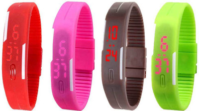 Kissu Led Magnet Band Combo of 4 Red, Pink, Brown And Green Watch - For Men & Women
Kissu Led Magnet Band Combo of 4 Red, Pink, Brown And Green Watch - For Men & Women