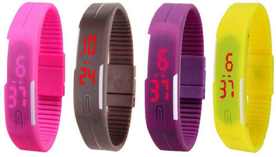 Kissu Led Magnet Band Combo of 4 Pink, Brown, Purple And Yellow Watch - For Men & Women
Kissu Led Magnet Band Combo of 4 Pink, Brown, Purple And Yellow Watch - For Men & Women