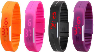 NS18 Silicone Led Magnet Band Watch Combo of 4 Orange, Pink, Black And Purple Watch - For Couple
NS18 Silicone Led Magnet Band Watch Combo of 4 Orange, Pink, Black And Purple Watch - For Couple