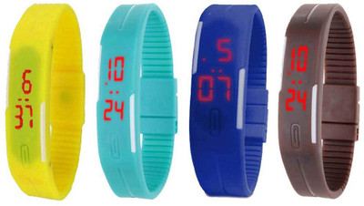 Kissu Led Magnet Band Combo of 4 Yellow, Sky Blue, Blue And Brown Watch - For Men & Women
Kissu Led Magnet Band Combo of 4 Yellow, Sky Blue, Blue And Brown Watch - For Men & Women