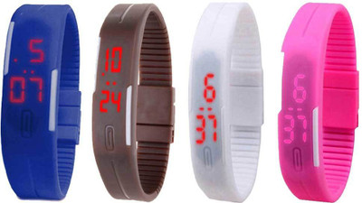 Kissu Led Magnet Band Combo of 4 Blue, Brown, White And Pink Watch - For Men & Women
Kissu Led Magnet Band Combo of 4 Blue, Brown, White And Pink Watch - For Men & Women