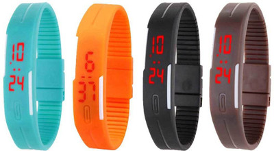 NS18 Silicone Led Magnet Band Combo of 4 Sky Blue, Orange, Black And Brown Watch - For Boys & Girls
NS18 Silicone Led Magnet Band Combo of 4 Sky Blue, Orange, Black And Brown Watch - For Boys & Girls