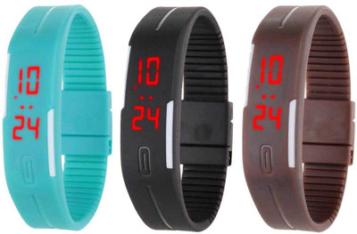 NS18 Silicone Led Magnet Band Combo of 3 Sky Blue, Black And Brown Watch - For Boys & Girls
NS18 Silicone Led Magnet Band Combo of 3 Sky Blue, Black And Brown Watch - For Boys & Girls