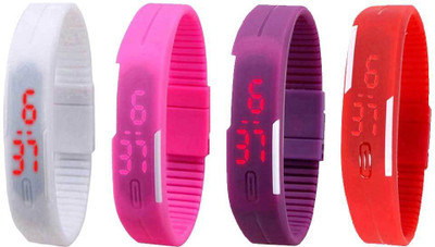 NS18 Silicone Led Magnet Band Watch Combo of 4 White, Pink, Purple And Red Watch - For Couple
NS18 Silicone Led Magnet Band Watch Combo of 4 White, Pink, Purple And Red Watch - For Couple