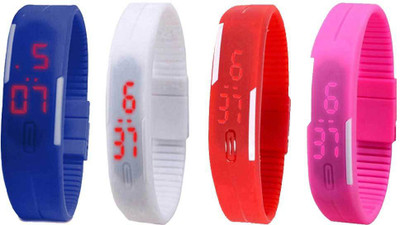 Kissu Led Magnet Band Combo of 4 Blue, White, Red And Pink Watch - For Men & Women
Kissu Led Magnet Band Combo of 4 Blue, White, Red And Pink Watch - For Men & Women