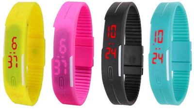 Kissu Led Magnet Band Combo of 4 Yellow, Pink, Black And Sky Blue Watch - For Men & Women
Kissu Led Magnet Band Combo of 4 Yellow, Pink, Black And Sky Blue Watch - For Men & Women