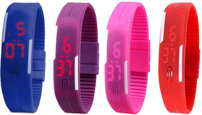 NS18 Silicone Led Magnet Band Watch Combo of 4 Blue, Purple, Pink And Red Watch - For Couple
NS18 Silicone Led Magnet Band Watch Combo of 4 Blue, Purple, Pink And Red Watch - For Couple
