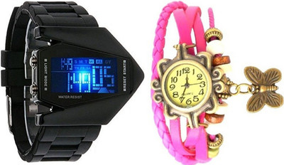 Pappi Boss QUALITY ASSURED Pack of 2 Couple Combo Black LED Aircraft Model with light & Vintage Watch - For Boys & Girls
Pappi Boss QUALITY ASSURED Pack of 2 Couple Combo Black LED Aircraft Model with light & Vintage Watch - For Boys & Girls