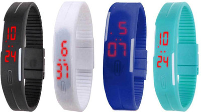 NS18 Silicone Led Magnet Band Watch Combo of 4 Black, White, Blue And Sky Blue Watch - For Couple
NS18 Silicone Led Magnet Band Watch Combo of 4 Black, White, Blue And Sky Blue Watch - For Couple